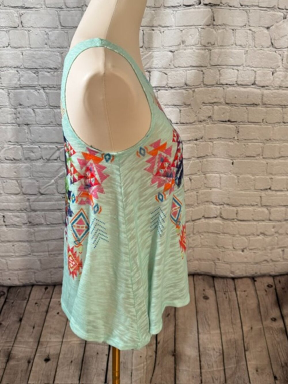 No Boundaries Y2K Boho Palm Tree Tank Top Mint Sheer Juniors M - Picture 3 of 9